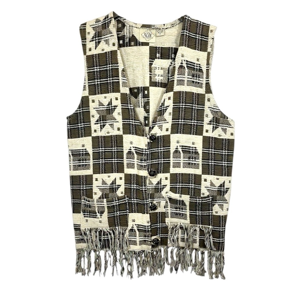 Vintage Woven Tapestry Vest Medium